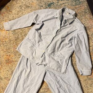 Chambray Button-Up 100% Cotton Pajamas PJ Set by Blossom Set L